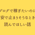 ブログで稼ぎたいのに不安で止まりそうなときに読んでほしい話